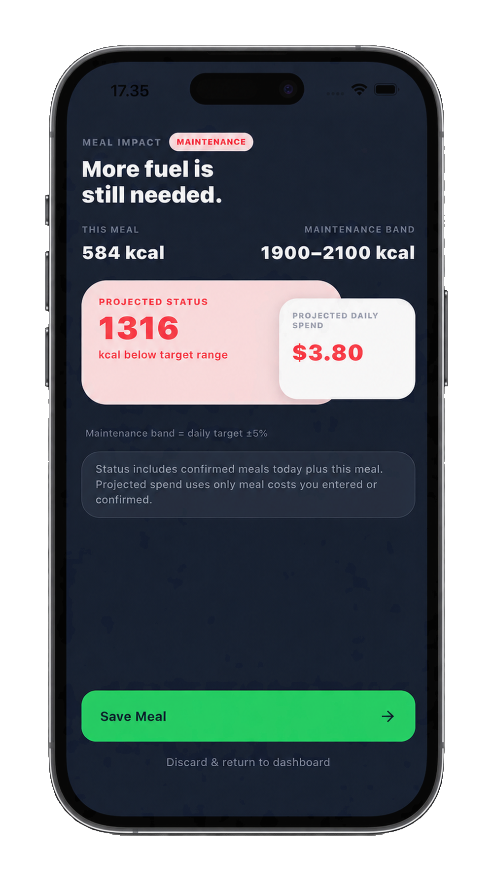 FreshPlate Maintenance Meal Impact Screen